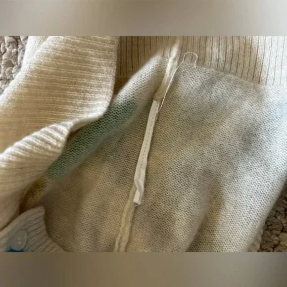 Anthropologie The Juliet Cashmere Cardigan Sweater Birds Graphics size S - Picture 11 of 11